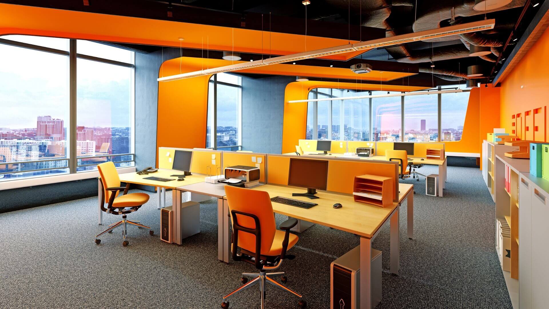 Colorful office cabins