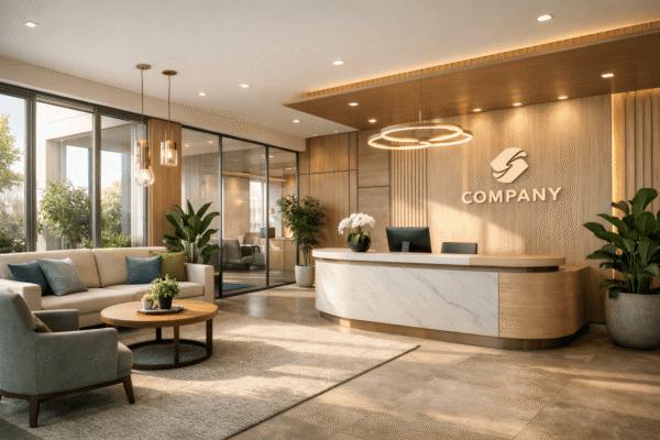 modern office reception area