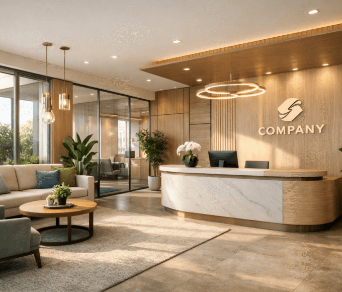 modern office reception area